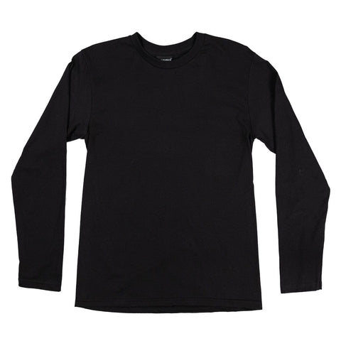 Men’s Black Long Sleeve Cotton Tee – Mid-Weight Combed Ring-Spun Fabric | Made in USA Proudly USA  T-shirt