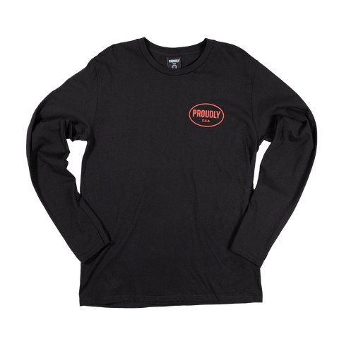 Men’s Long Sleeve Cotton T-Shirt – Midweight Combed Ring-Spun – Made in USA Proudly USA  T-shirt