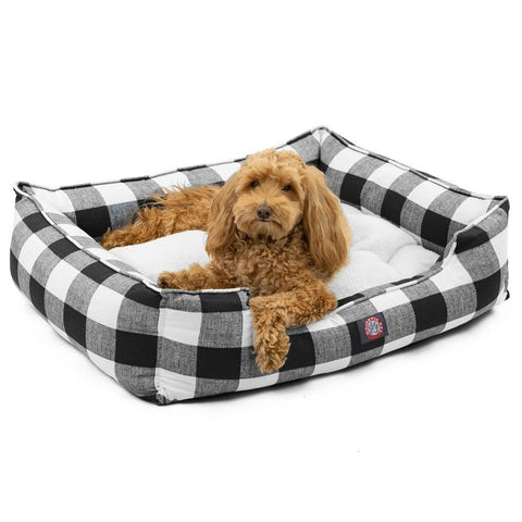Anderson Check Plush Pet Lounge Bed – Soft Cotton Blend | Made in USA Majestic Pet 
