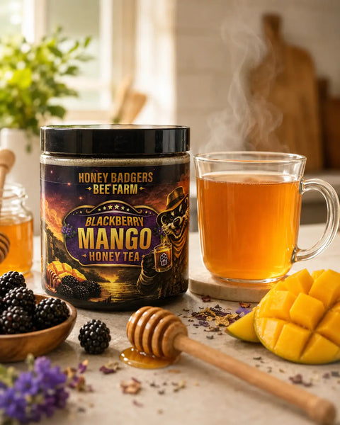 Blackberry Mango Honey Tea Blend – Raw Florida Honey Infused Tea Mix | Artisan Crafted Made in USA Honey Badgers Bee Farm  All natural Tea