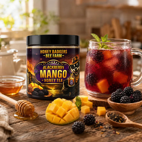 Blackberry Mango Honey Tea Blend – Raw Florida Honey Infused Tea Mix | Artisan Crafted Made in USA Honey Badgers Bee Farm  All natural Tea
