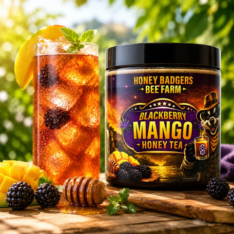 Blackberry Mango Honey Tea Blend – Raw Florida Honey Infused Tea Mix | Artisan Crafted Made in USA Honey Badgers Bee Farm  All natural Tea