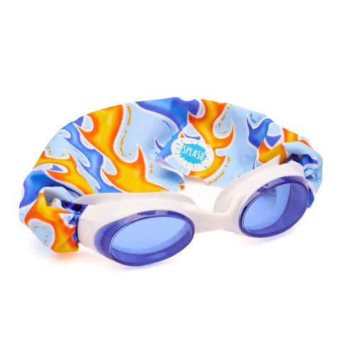 Blaze Blue Flame Print Swim Goggles – Tangle-Free Strap, Anti-Fog Lenses, One Size Fits Ages 3+ | Assembled In USA Splash Place  Swim Goggles