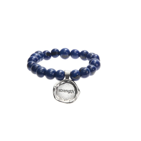 Blue Acai Seed Beads Bracelet With Handcrafted Pewter Wax Seal Charm – Eco-Friendly Jewelry | Made in USA Whitney Howard Designs  Wax Seals Acai Seeds of Life