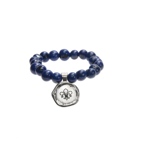 Blue Acai Seed Beads Bracelet With Handcrafted Pewter Wax Seal Charm – Eco-Friendly Jewelry | Made in USA Whitney Howard Designs  Wax Seals Acai Seeds of Life