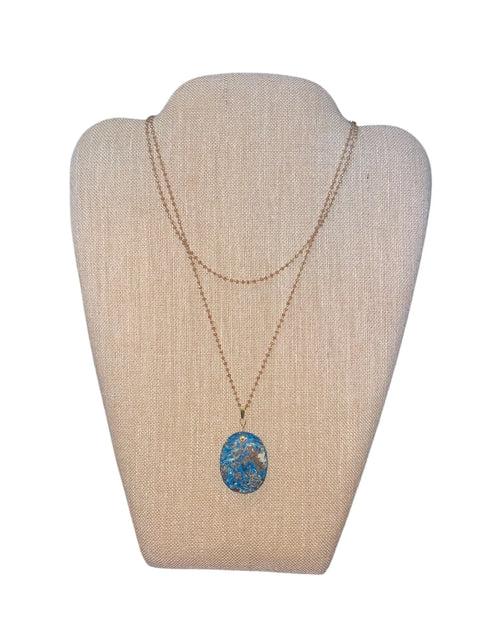Blue Crazy Lace Agate Pendant Necklace – Calming Natural Stone Jewelry | Handmade in USA – Adjustable Chain Michelle Marie Boutique  Necklaces