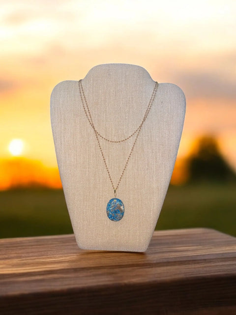 Blue Crazy Lace Agate Pendant Necklace – Calming Natural Stone Jewelry | Handmade in USA – Adjustable Chain Michelle Marie Boutique  Necklaces