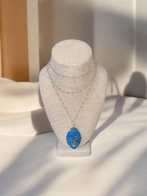 Blue Crazy Lace Oval Agate Necklace | a Unique and Calming Piece Michelle Marie Boutique  Necklaces