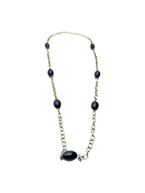 Blue Goldstone Necklace With Sterling Silver Chain – Handmade Jewelry | Made in USA Michelle Marie Boutique  Necklace