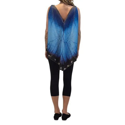 Blue Morpho Butterfly Wing Print Tunic – Eco-Friendly Fabric | Made in USA Spiritex | Sustainable Apparel  Women's Butterfly Collection