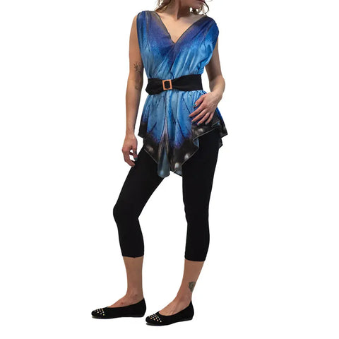 Blue Morpho Butterfly Wing Print Tunic – Eco-Friendly Fabric | Made in USA Spiritex | Sustainable Apparel  Women's Butterfly Collection