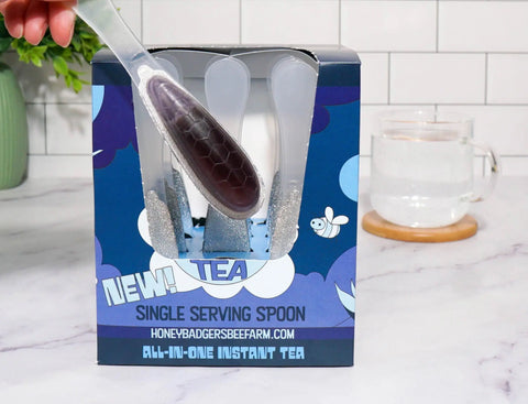 Blue Razz Honey Tea Spoon 12 Ct – Instant Sweetened Herbal Infusion | Honey Badgers Bee Farm | Made in USA Honey Badgers Bee Farm  All natural Tea