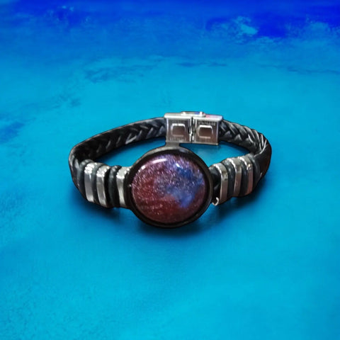 Blue Red Purple Glitter Resin Leather Cuff Bracelet – Adjustable Fit | Made in USA Michelle Marie Boutique  Bracelets