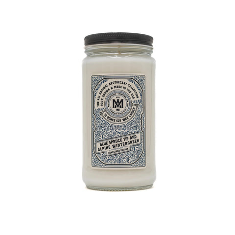 Blue Spruce Tip And Alpine Wintergreen Soy Candle 12 Oz – Made In USA All American Maker 