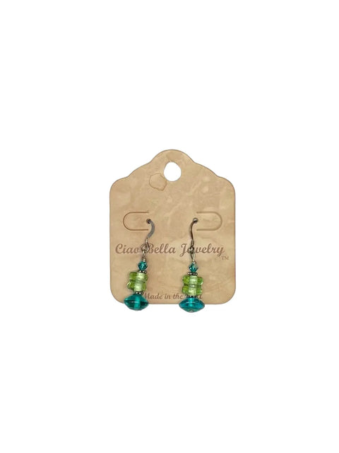 Blue and Green Beaded Dangle Earrings – Sterling Silver Hooks for Women | Handmade Jewelry | Made in USA Michelle Marie Boutique  Earrings
