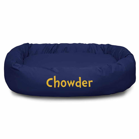 Personalized Poly Cotton Bagel Dog Bed – Durable Comfort – Handmade San Antonio TX | Made in USA Majestic Pet 