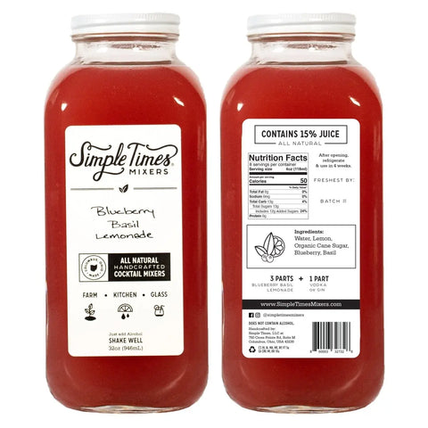 Blueberry Basil Lemonade Mixer 32oz – All Natural Cocktail Mixer | Made in USA – Columbus Ohio Simple Times Mixers  32oz Single Bottle