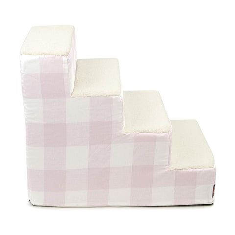 Anderson Check 4-Step Pet Stairs – Soft Slipcover Support for Aging Pets | Made in USA Majestic Pet 