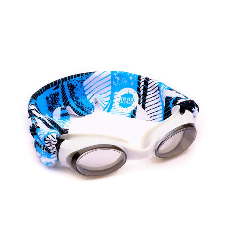 Boardwalk Swim Goggles – Tangle-Free Strap With Blue Palm Print – One Size Fits Kids to Adults | Assembled In USA Splash Place  Swim Goggles