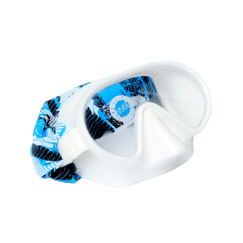 Boardwalk Youth Swim Mask 4-8 Years – Blue White Abstract Palm Print – Splash Place Goggles | Assembled In USA Splash Place  Youth Swim Mask