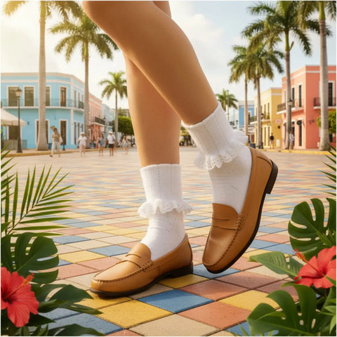 Bobby White Lace Cuff Ankle Socks – Lightweight Cotton Blend | Made in USA Catherine Cole  socks