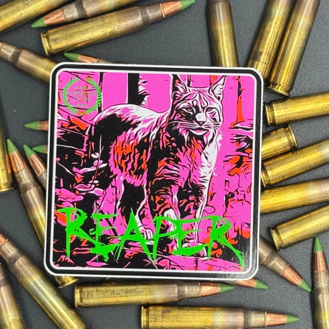 Bobcat Reaper Sticker – Vibrant Pink Design – Durable Decal | Made in USA American Lictor  Vinyl Stickers