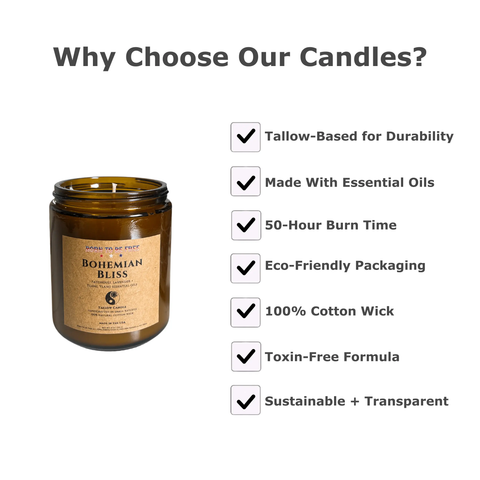 Bohemian Bliss Tallow Candle Born to be Free  Candle
