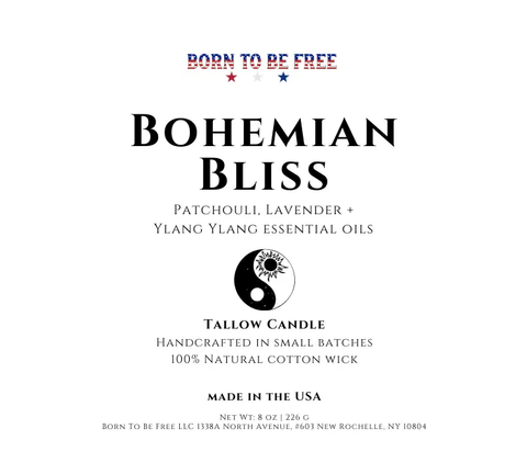 Bohemian Bliss Tallow Candle Born to be Free  Candle