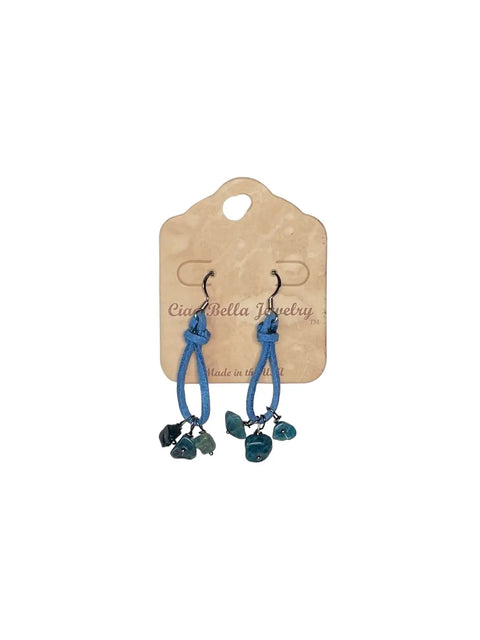 Bohemian Leather Teardrop Earrings With Natural Apatite Stones – Lightweight Hypoallergenic Jewelry | Made in USA Michelle Marie Boutique  Earrings