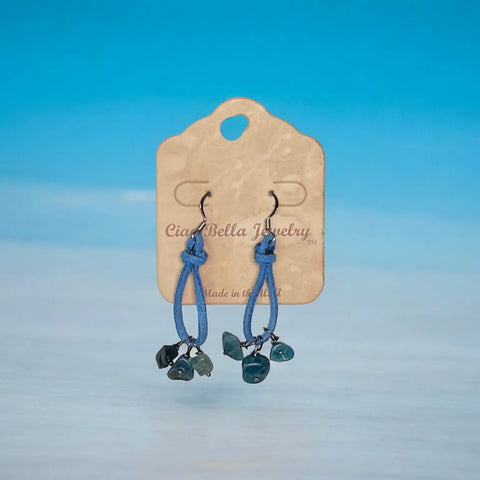 Bohemian Leather Teardrop Earrings With Natural Apatite Stones – Lightweight Hypoallergenic Jewelry | Made in USA Michelle Marie Boutique  Earrings