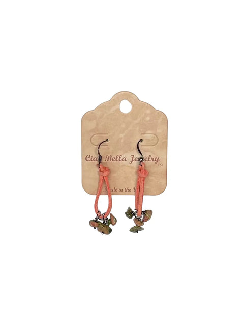 Bohemian Leather Teardrop Earrings With Natural Apatite Stones – Lightweight Hypoallergenic Jewelry | Made in USA Michelle Marie Boutique  Earrings