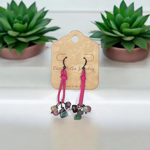 Bohemian Leather Teardrop Earrings With Natural Apatite Stones – Lightweight Hypoallergenic Jewelry | Made in USA Michelle Marie Boutique  Earrings