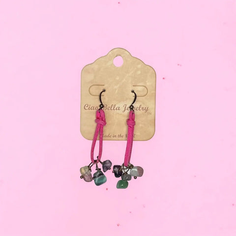 Bohemian Leather Teardrop Earrings With Natural Apatite Stones – Lightweight Hypoallergenic Jewelry | Made in USA Michelle Marie Boutique  Earrings