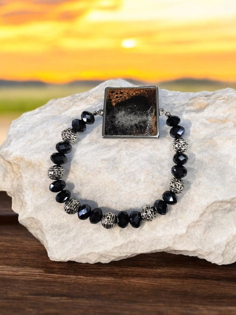 Bohemian Resin Pendant Bracelet – Handmade Crystal Beaded Stretch Jewelry | Made in USA Unique Design Michelle Marie Boutique  Bracelets