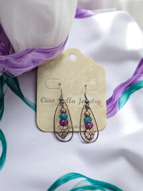 Bohemian Style Copper Dangle Earrings With Genuine Agate Stones – Lightweight Artisan Jewelry | Made in USA Michelle Marie Boutique  Earrings