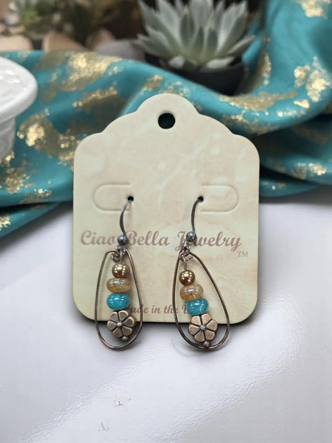 Bohemian Style Copper Dangle Earrings With Genuine Agate Stones – Lightweight Artisan Jewelry | Made in USA Michelle Marie Boutique  Earrings