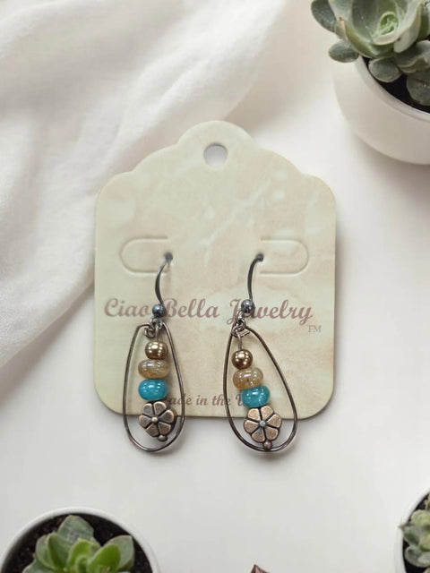 Bohemian Style Copper Dangle Earrings With Genuine Agate Stones – Lightweight Artisan Jewelry | Made in USA Michelle Marie Boutique  Earrings
