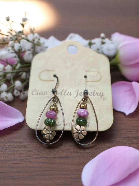 Bohemian Style Copper Dangle Earrings With Genuine Agate Stones – Lightweight Artisan Jewelry | Made in USA Michelle Marie Boutique  Earrings