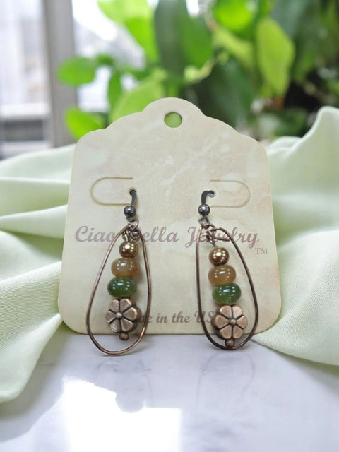 Bohemian Style Copper Dangle Earrings With Genuine Agate Stones – Lightweight Artisan Jewelry | Made in USA Michelle Marie Boutique  Earrings
