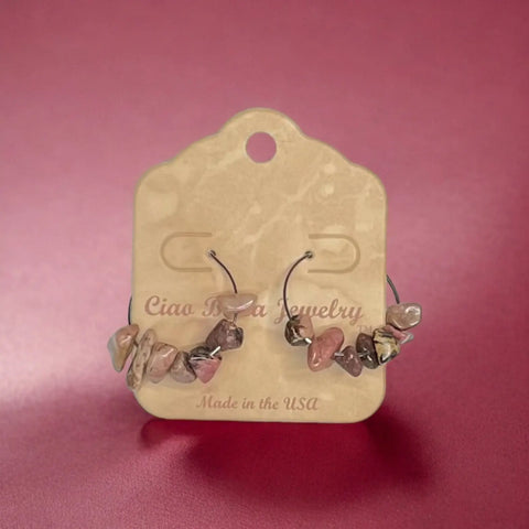 Bohemian Style Gemstone Hoop Earrings – Hypoallergenic Stainless Steel Hoops with Natural Stone Accents | Made in USA Michelle Marie Boutique  Earrings