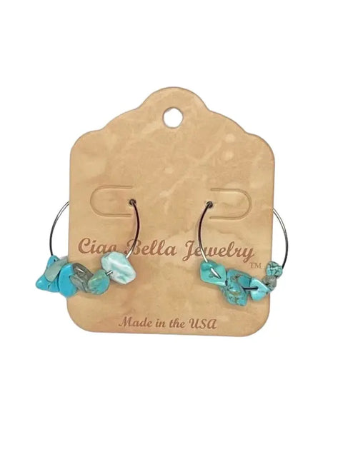 Bohemian Style Gemstone Hoop Earrings – Hypoallergenic Stainless Steel Hoops with Natural Stone Accents | Made in USA Michelle Marie Boutique  Earrings