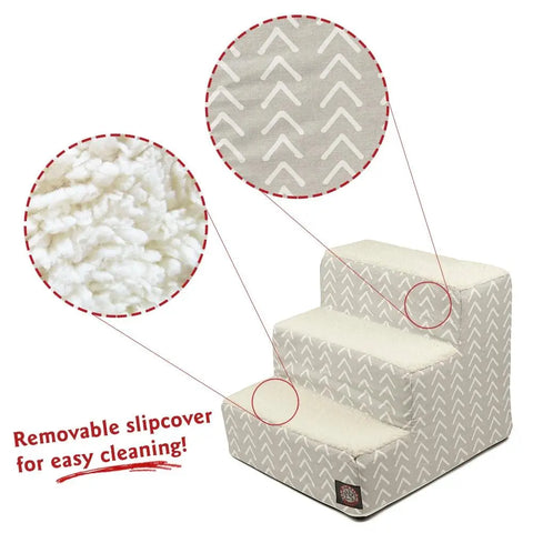 Boho Arrow 3-Step Heavy Duty Pet Stairs – Removable Slipcover | Made in USA Majestic Pet