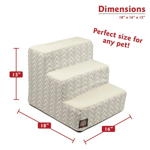 Boho Arrow 3-Step Heavy Duty Pet Stairs – Removable Slipcover | Made in USA Majestic Pet
