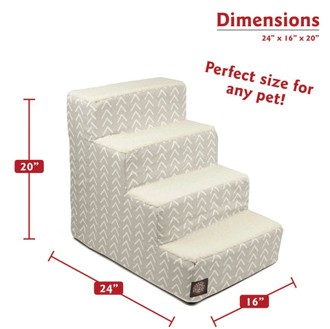 Boho Arrow 4-Step Pet Stairs – Soft Cushioned Steps for Dogs and Cats | Made in USA Majestic Pet