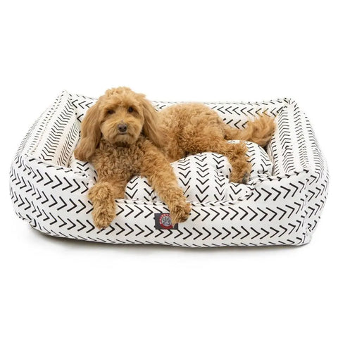 Boho Arrow Patterned Elevated Pet Lounge Bed – Plush Reversible Cushion | Made in USA Majestic Pet
