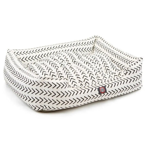 Boho Arrow Patterned Elevated Pet Lounge Bed – Plush Reversible Cushion | Made in USA Majestic Pet