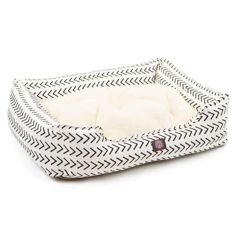 Boho Arrow Patterned Elevated Pet Lounge Bed – Plush Reversible Cushion | Made in USA Majestic Pet