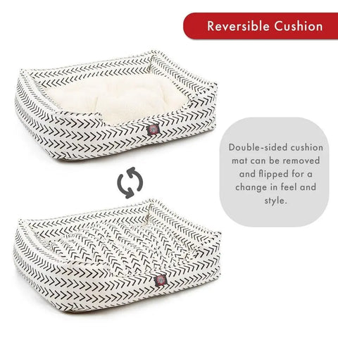 Boho Arrow Patterned Elevated Pet Lounge Bed – Plush Reversible Cushion | Made in USA Majestic Pet