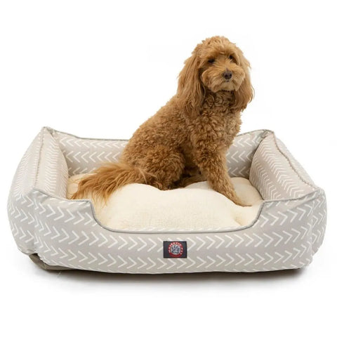 Boho Arrow Patterned Elevated Pet Lounge Bed – Plush Reversible Cushion | Made in USA Majestic Pet