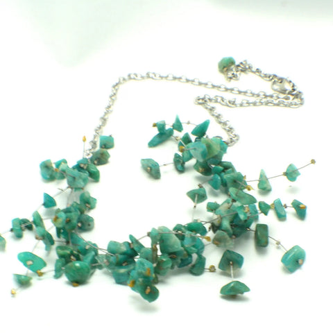 Boho Chic Gemstone Statement Necklace – Amethyst Malachite Amazonite Spray Design 19 Inch | Made in USA Michelle Marie Boutique  Necklace